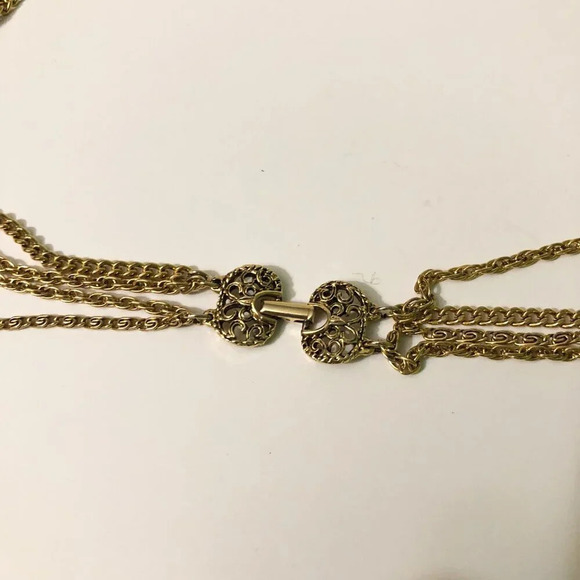 Vintage Goldette NY Pocket Necklace Long Chain Layered Victorian Style - Picture 9 of 12